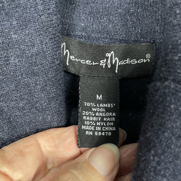 Mercer & Madison Sweater Women's L Navy Lambswool Angora Rabbit Career - Picture 3 of 10
